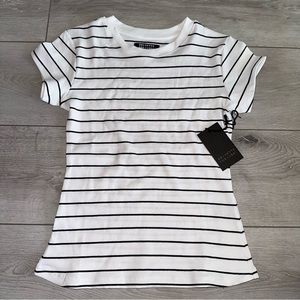 NWT Brunette The Label The Ribbed Fitted Black Stripe Tee Women's Small/…